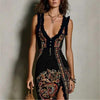 Digital Print Sleeveless Split Maxi Dress – High-Waist V-Neck Long Dress for Women by FitiqueFit
