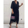 Batwing Sleeve V-Neck Midi Dress – Tied Irregular Hem Fairy Dress by FitiqueFit