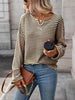 Striped Notched Long Sleeve T-Shirt by Simply Love