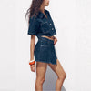 Women's Loose Denim Shirt-Dress & Pants Two-Piece Set – Cotton by FitiqueFit