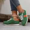 PU Leather Contrast Round Toe Flat Sneakers – Lace-Up Casual by FitiqueFit
