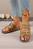 Camel Embroidered Trim Retro Buckle Faux Suede Slippers by Wild and Free Boutique