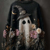 Womens 3D Digital Print Crew-Neck Loose Sweater by My Store