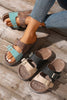 Coffee Two-tone Retro Buckle Straps Hollowed Faux Suede Slippers by Wild and Free Boutique