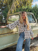 White Wedding Retro Floral Button Up Blouse by Lil Bee's Bohemian