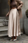 Back Elastic Waist Satin Minx Skirt