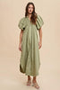 Smocked Puff Sleeve Midi Dress – Feminine Smocked Detailing, Puff Sleeves, and Midi Length for a Trendy and Elegant Look by Stevvex