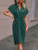 Pleated A-Line Midi Dress – V-Neck Sleeveless Summer Dress by FitiqueFit