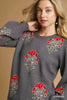 Umgee Single Flower Stem Jacquard Sweater by FitiqueFit