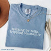 Walking by Faith Tripping Constantly Shirt – Christian Western Graphic Tee for Women by Dog Mom Hat