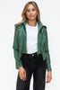 Women Classic Snobbish Faux Leather Zip-Up Drawstring Hooded Jacket Edgy & Casual PU Leather Jacket For Streetwear by Stevvex