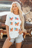 Khaki Patriotic Flag Bow Graphic Starry Round Neck T Shirt by Wild and Free Boutique