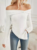 Off-Shoulder Ribbed Knit T-Shirt by Wild and Free Boutique