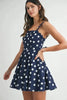 Polka Dot Mini Dress with Ricrac Trim Strap For Women – Playful Polka Dot Design, Unique Ricrac Trim, Fluttering, Chic Mini Dress for Casual or Summer Events by Stevvex