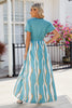 Smocked High-Low Printed Surplice Dress