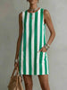 Women's Striped Color-Block Sleeveless Mini Dress – Loose Fit by FitiqueFit