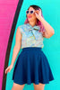 Ocean Blue Skater Skirt by Retrolicious