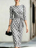 Women's Retro Polka-Dot Bodycon Midi Dress – Belted Cross-Tie by FitiqueFit
