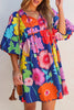 Modern Floral Print Tie Neck Dress Elegant & Timeless Colorful Dress by Stevvex