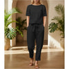 Wide-Leg Pants Two-Piece Set – Solid Color Casual Lounge Suit by FitiqueFit