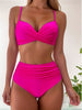 Tropical Vibe High Waist Bikini Set – Flirty V-Neck Swimsuit with Layered Colorblock High Cut Bottom Crisscross Strap Detail & Ultra-Stretch Comfort – Women's Two Piece Swimwear for Summer Beach Pool & Vacation Fun by Stevvex