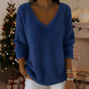 Women’s Plush V Neck Drop Shoulder Pullover Sweater by FitiqueFit