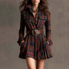 Women's Plaid Collared Sleeveless Fitted Waist Dress by FitiqueFit