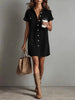 Women’s Retro Casual Corduroy Short Sleeve Shirt Dress by FitiqueFit
