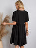Classic Full Size V-Neck Short Sleeve Dress Casual & Comfortable Dress for Women by Stevvex