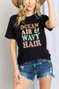 Simply Love OCEAN AIR & WAVY HAIR Graphic Cotton T-Shirt by Simply Love