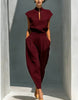 Women's Chinese-Style Satin Short-Sleeve Top & Pants Set by FitiqueFit