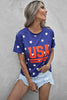 USA Star Print Round Neck T-Shirt by Simply Love