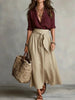 Button-Down Shirt & Straight Skirt Two-Piece Set by FitiqueFit