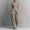 Women's Solid Color Sleeveless Top & Long Pants Two-Piece Set – 4 Colors XS–XXL by FitiqueFit