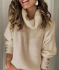 Women’s High Collar Knitted Sweatshirt – Long Sleeve Casual Pullover by FitiqueFit