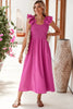 Rose Red Crinkled Ruffle Strap Smocked Midi Dress by Wild and Free Boutique