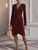 Front Ruched V-Neck Long Sleeve Dress by Wild and Free Boutique
