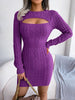 Hollow-Out Cable Knit Bodycon Sweater Dress by FitiqueFit
