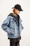 High quality heavy two-sided wash water to do old lining batik INS couple models BF wind warm denim jacket