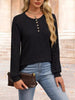 Ribbed Knit Button-Front Long Sleeve T-Shirt by Simply Love