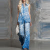 Loose-fit Leopard-print Sleeveless Shirt And Trousers Two-piece Set by FitiqueFit