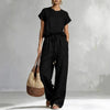 Women's Zip-Up Crew-Neck Top & Wide-Leg Pants Set by FitiqueFit