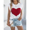 Women’s Heart Color Block Knit Top – Casual Sleeveless Valentine Tank by FitiqueFit