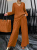 Solid Color Long Sleeve Top & Pants Two-Piece Travel Set by FitiqueFit