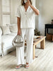 Women's V-Neck Loose Short-Sleeve Top & Wide-Leg Pants Set by FitiqueFit