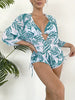 Island Bloom 3-Piece Bikini Set for Women – Tropical Leaf Print Fluttering Swimwear with Flattering Halter Neck Top High Waist Bottoms & Adjustable Drawstring Cover Up – Perfect for Koningsdag Celebrations & Summer Adventures by Stevvex