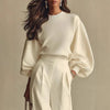 Women’s Round Neck Sweatshirt & Pants Set – Casual Long Sleeve Two-Piece Outfit by FitiqueFit