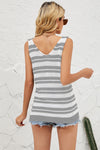 Openwork Striped Wide Strap Knit Vest