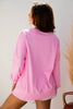 Pink Bow Sequin XOXO Letter Graphic Exposed Seam Baggy Sweatshirt by Wild and Free Boutique