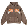 Skeleton Hands Holding Pumpkins Gothic Hoodie – Playful Meme Halloween Aesthetic Washed Pullover